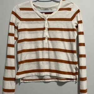 Aerie Stripe Henley Long Sleeve Tee size XXS